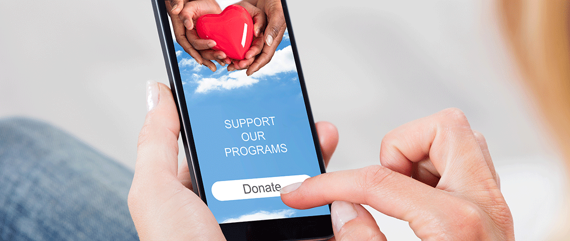 person making a mobile donation