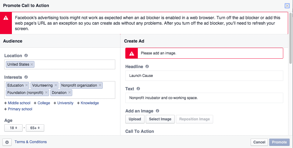 facebook-donate-ad-creation