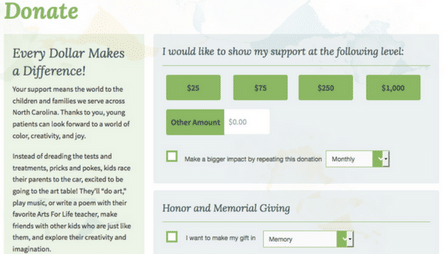 Customizable online giving