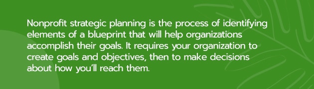 A graphic showing the defitnition to nonprofit strategic planning