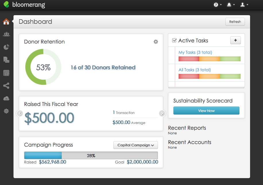 Bloomerang's donor engagement tracking tools far exceed the capabilities of free fundraising software. 