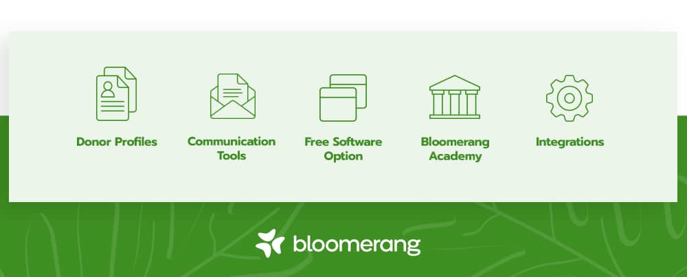Bloomerang's Donor Database comes with five distinct features