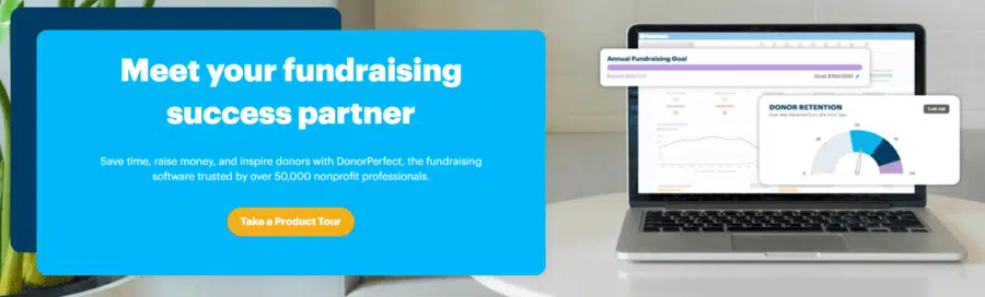 This is a screenshot of DonorPerfect’s homepage.