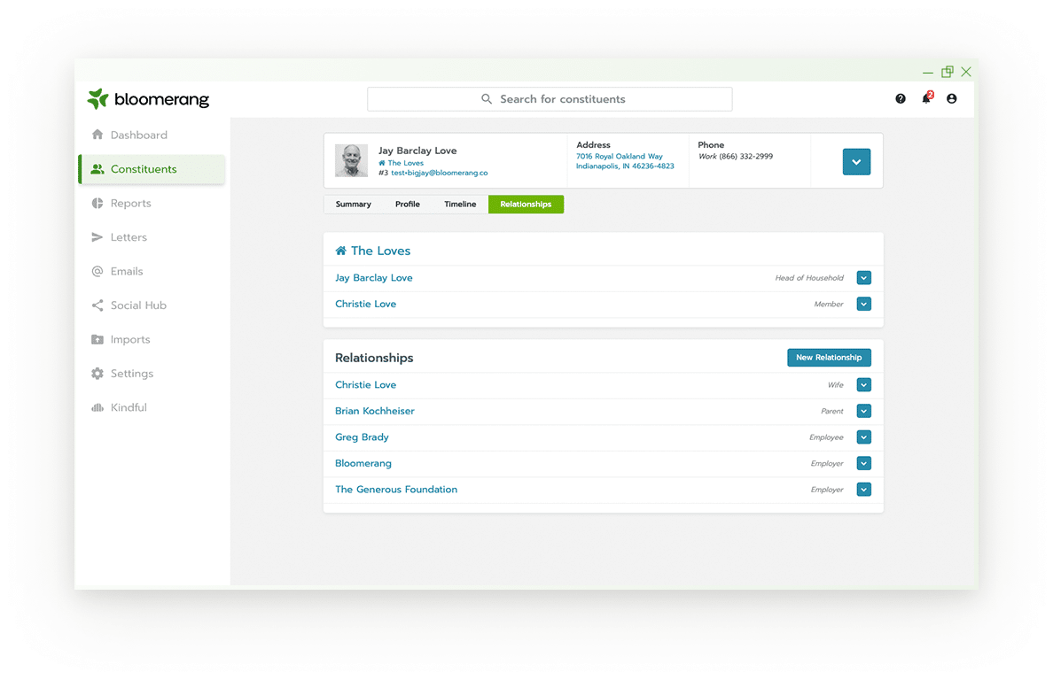Bloomerang's donor database allows for detailed donor profiles to help your team raise and learn more.