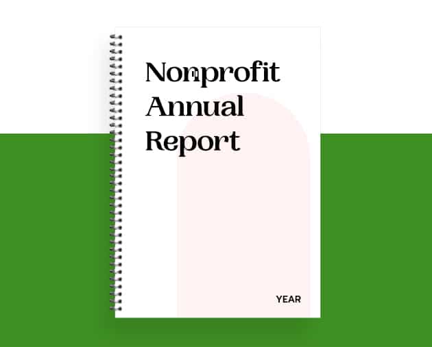 An example of what a nonprofit annual report could look like over a green and white background