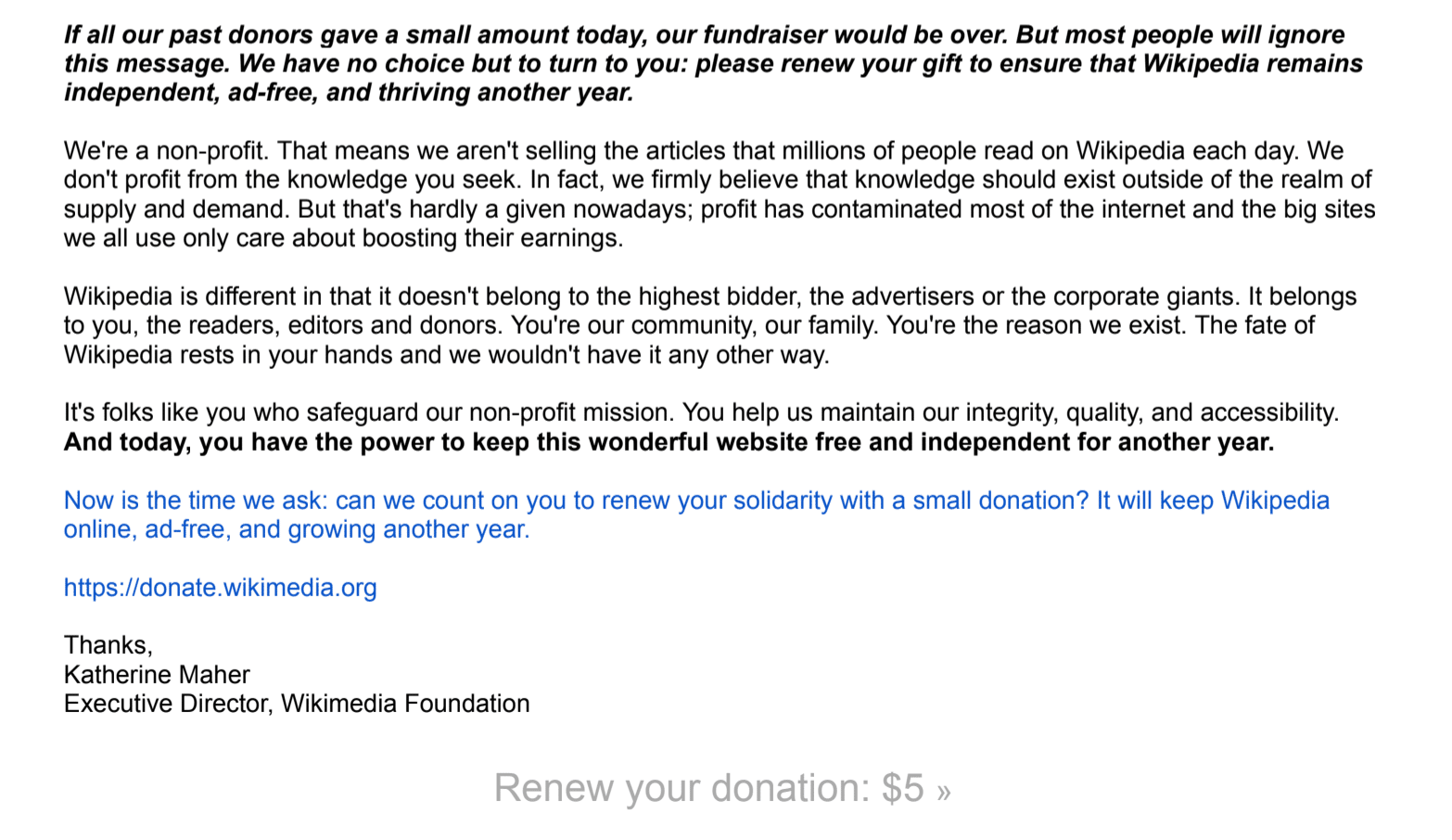 How Wikipedia S Email Fundraising Appeal Cuts Through The Clutter Bloomerang