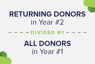 Calculate donor retention by dividing all donors returning in year two by all donors in year one.