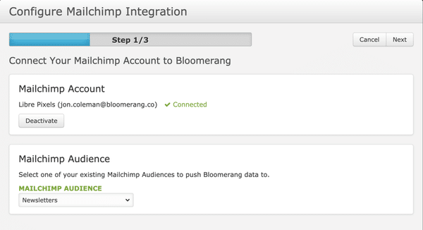 Configure your Bloomerang Mailchimp integration.