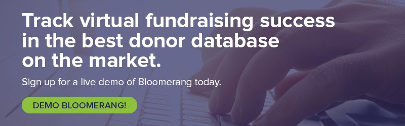Demo Bloomerang to record engagements from virtual fundraising ideas. 