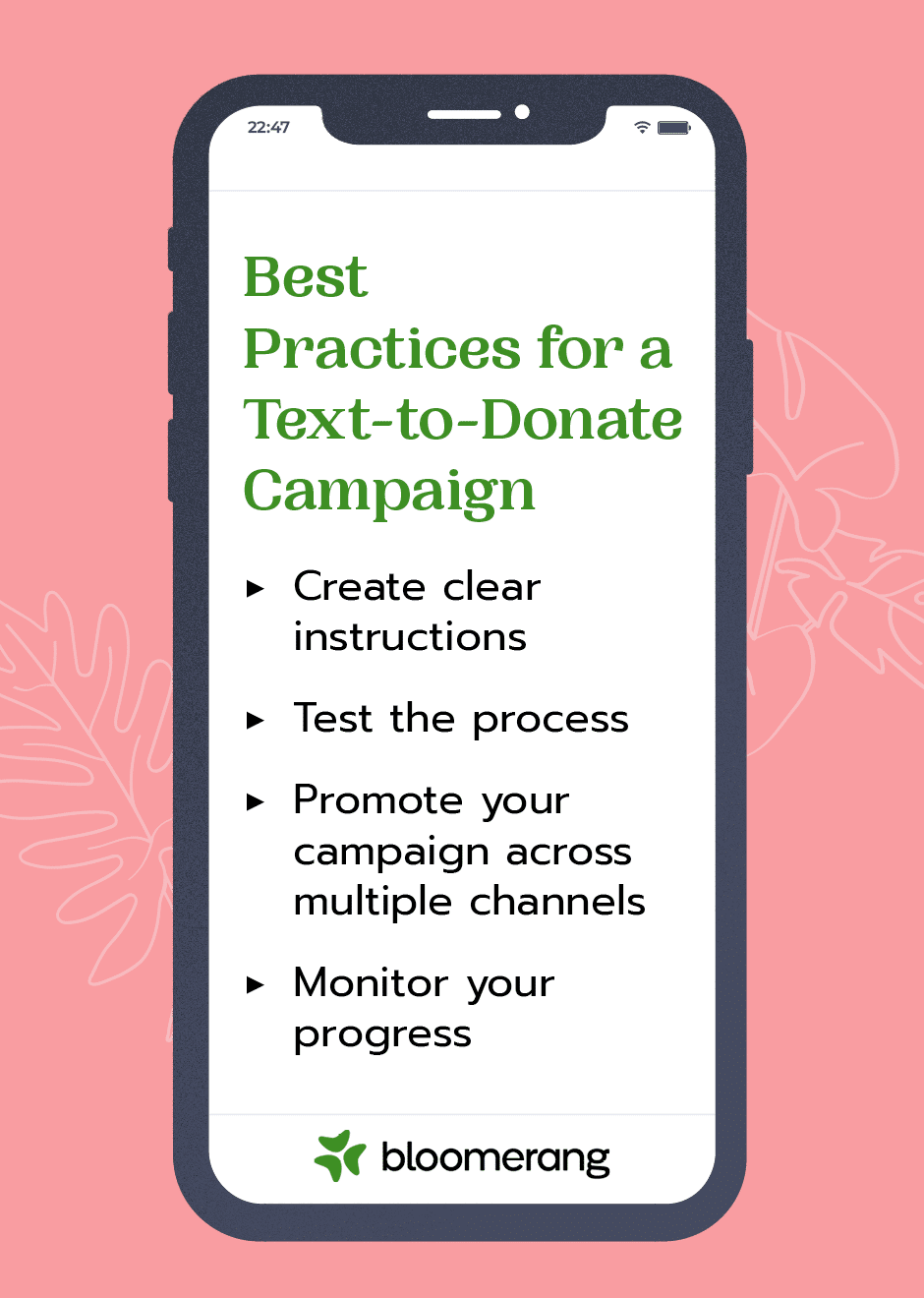 Best practices for a text-to-donate campaign (explained in the text below) 