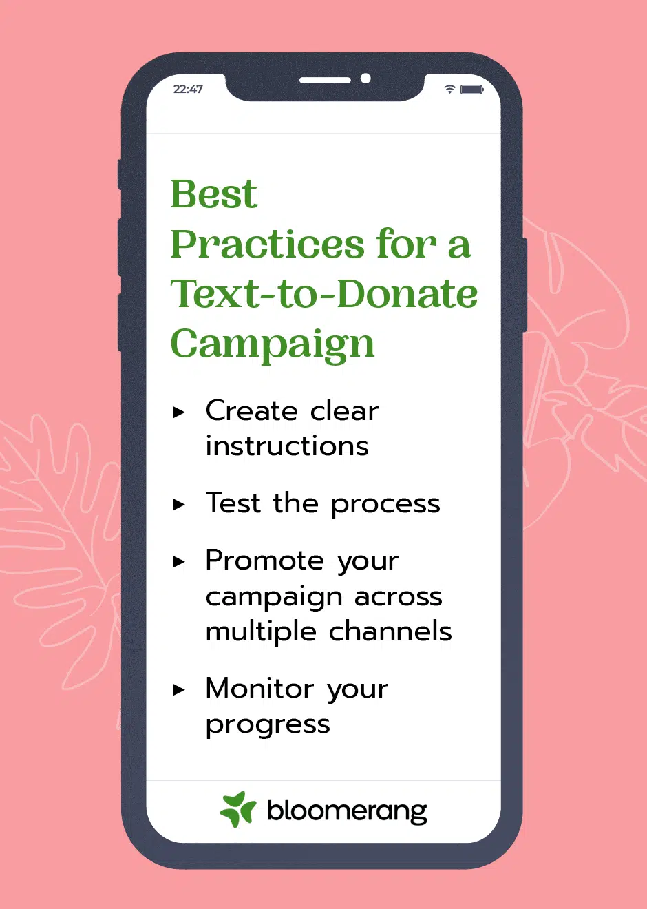 Best practices for a text-to-donate campaign (explained in the text below) 
