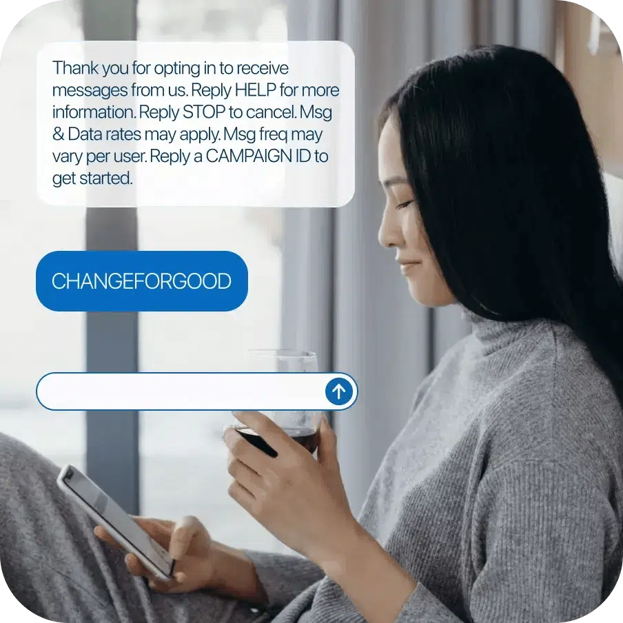 Representation of a message sent using the Donorbox text-to-donate platform