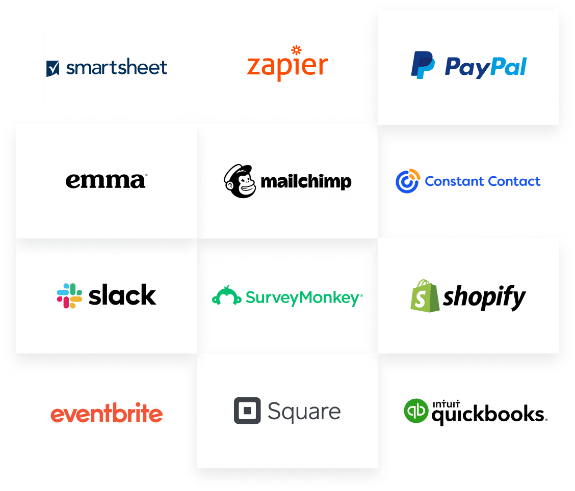 logos of companies with Bloomerang integrations