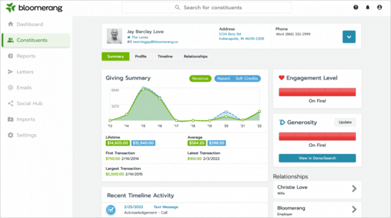 As the ideal alternative to Salesforce for nonprofits, Bloomerang shows fundraisers the information they need on a modern dashboard and provides them with the tools they need to do their jobs more effectively.