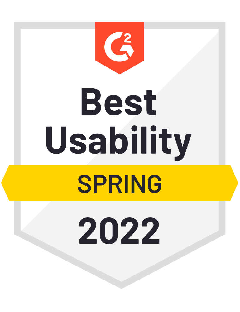 G2 Spring 2022 Winner - Best Usability
