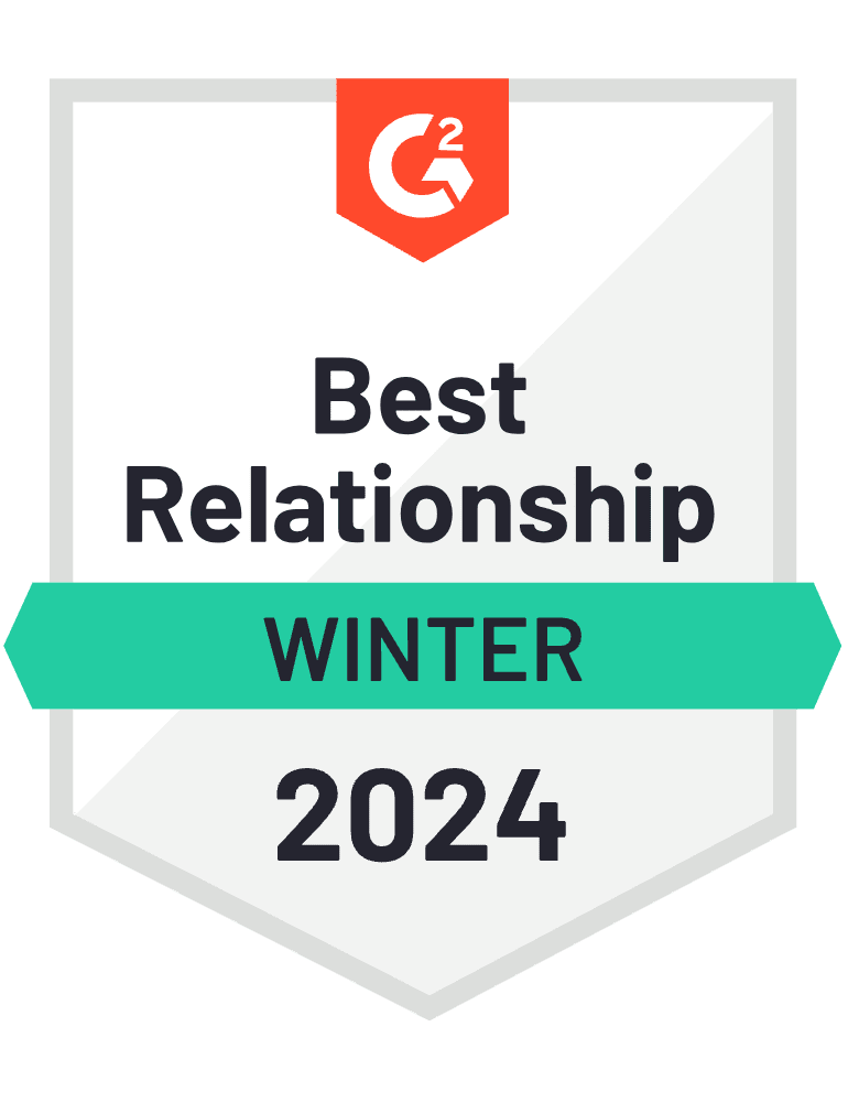 G2 Badge Best Relationship Winter 2024