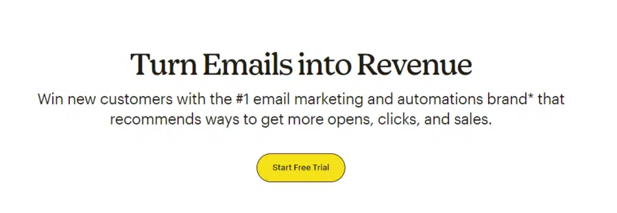 This image shows the homepage for MailChimp, an email marketing platform.