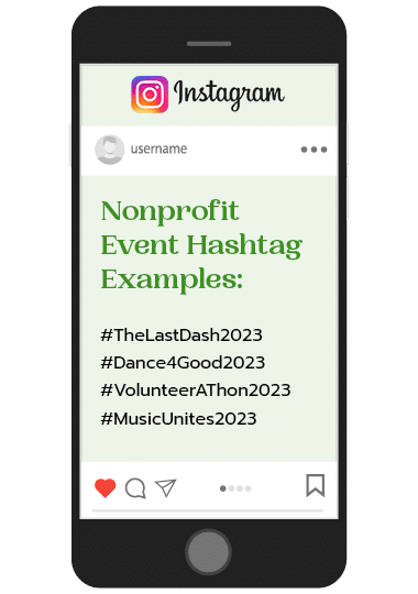 These example hashtags (listed in the bullet points below the image) are effective for promoting an event on Instagram because they’re brief and timely. 