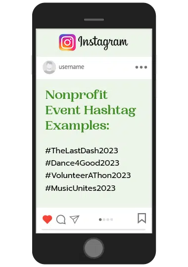 These example hashtags (listed in the bullet points below the image) are effective for promoting an event on Instagram because they’re brief and timely. 