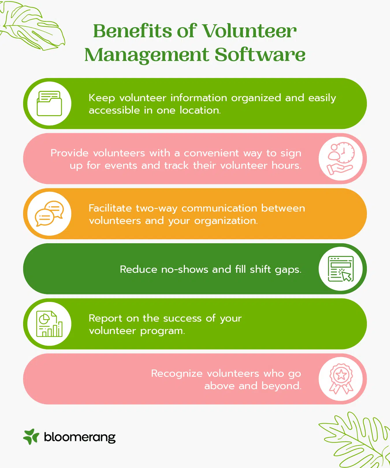 The benefits of volunteer management software (explained in the bulleted list below)