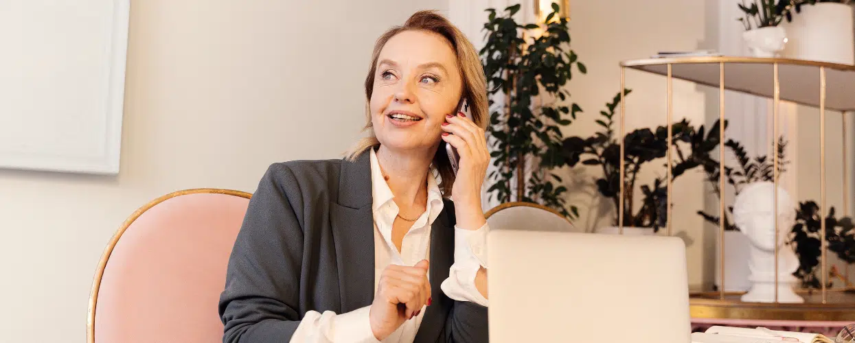 Stock image of woman on phone