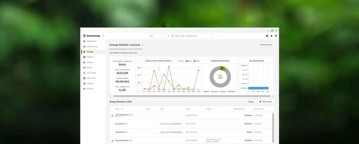 Groups: Strengthen your donor community with actionable data.