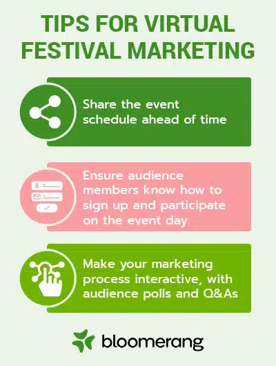 Here are our tips for virtual festival marketing, laid out in the text below. 