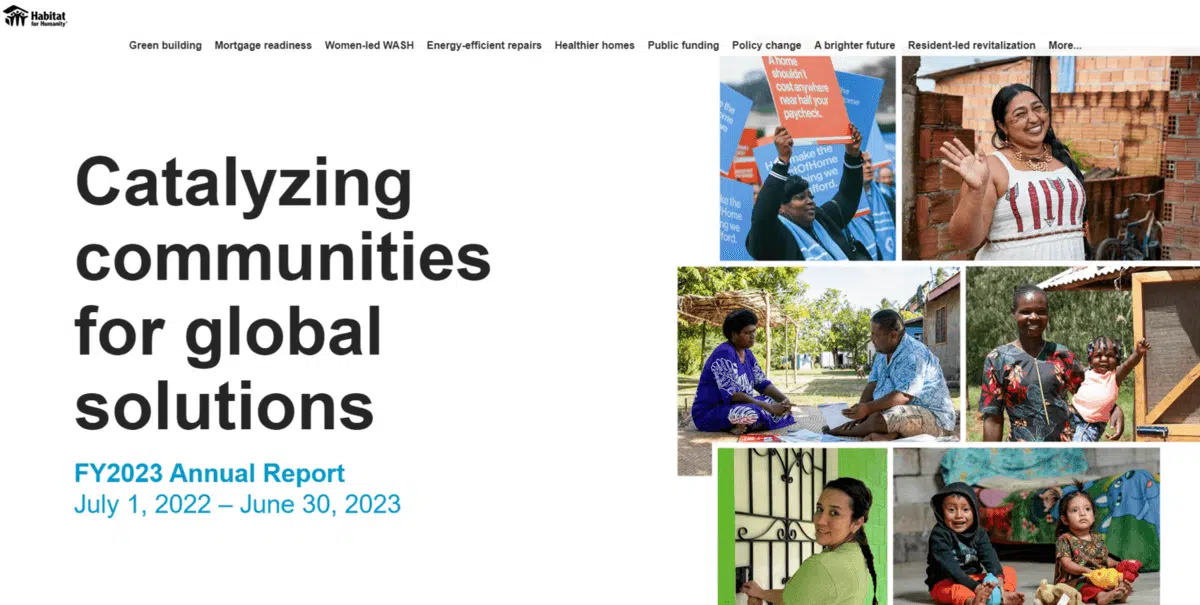 Screenshot of the 2023 Habitat for Humanity annual report