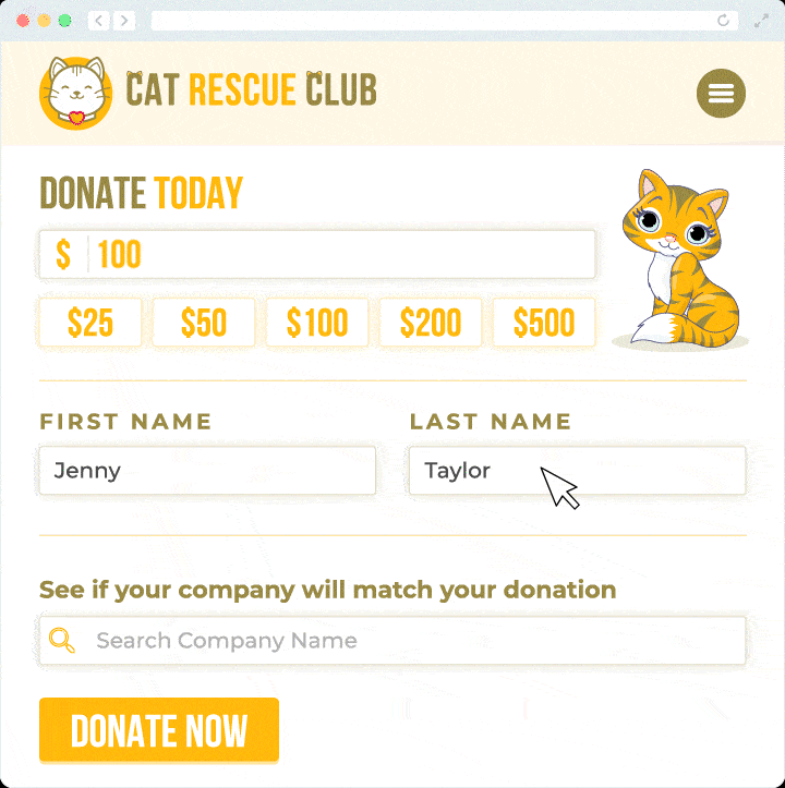 This is an example of how Double the Donation's matching gift tool works.