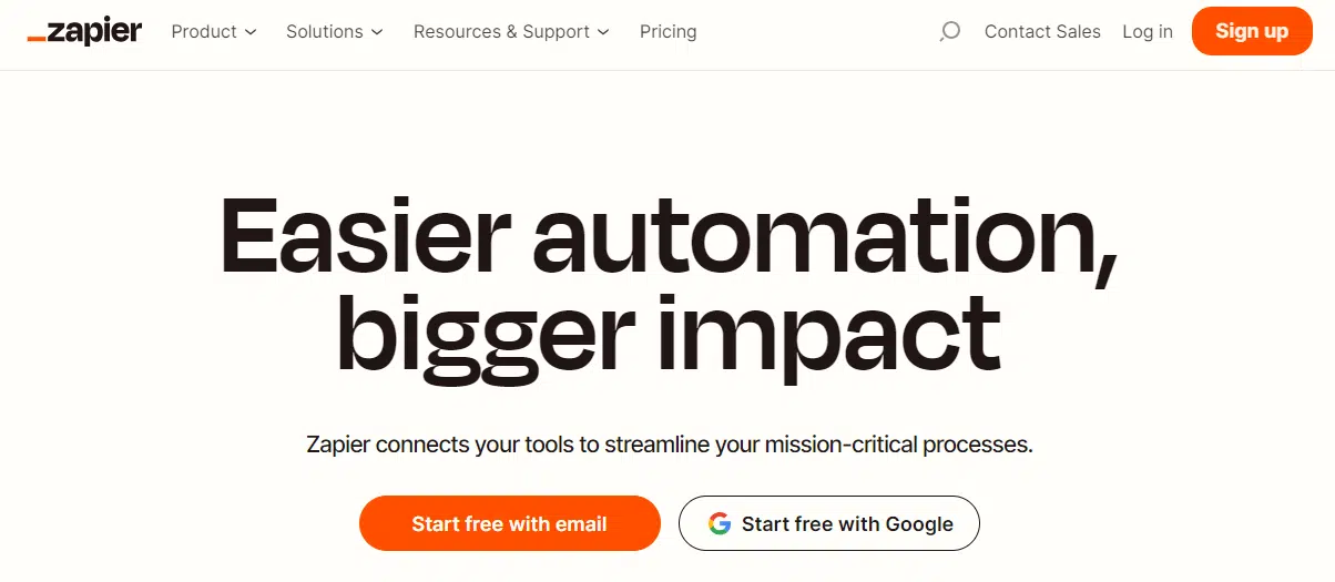 This is a screenshot of Zapier's homepage.