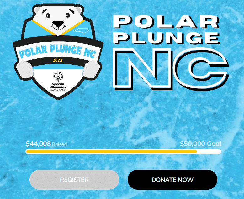 This is a screenshot of the polar plunge event for Special Olympics North Carolina. 