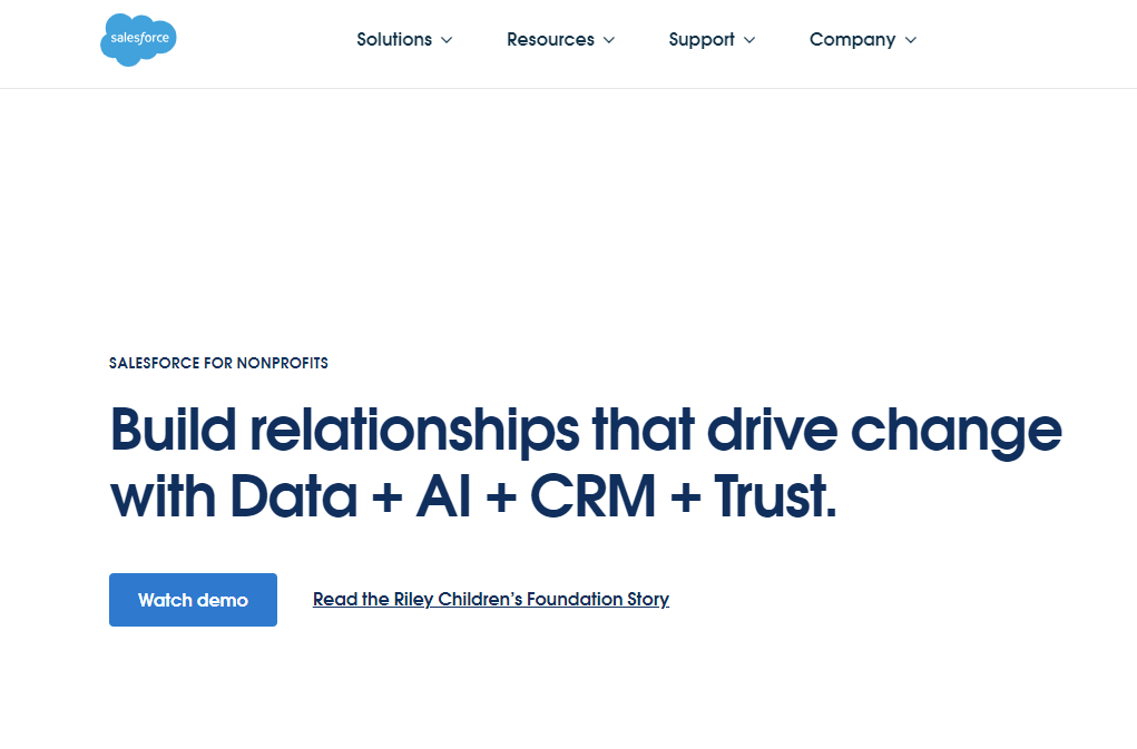 Screenshot of the Salesforce homepage