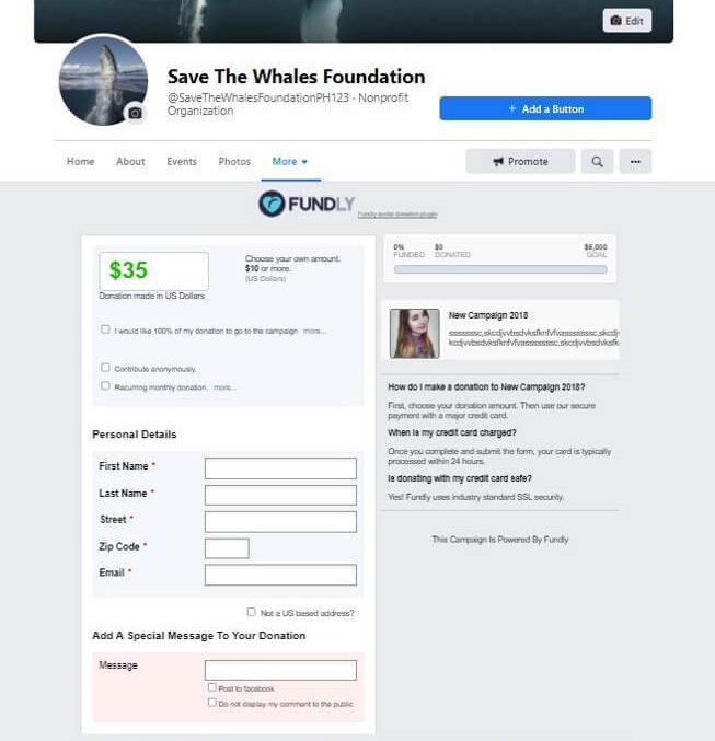 This image shows an example of a peer-to-peer fundraiser created using Fundly’s platform.