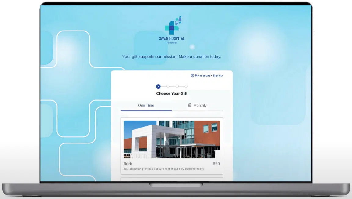 A donation page branded to Swan Hospital