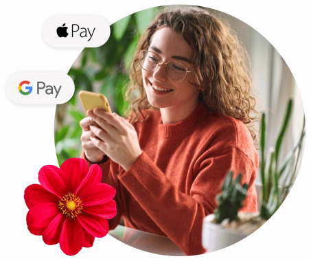 Woman on her phone using Apple Pay and Google Pay