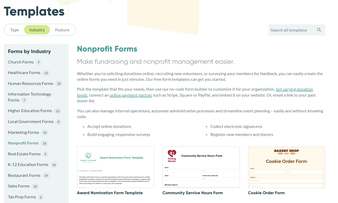 Cognito Forms nonprofit information page