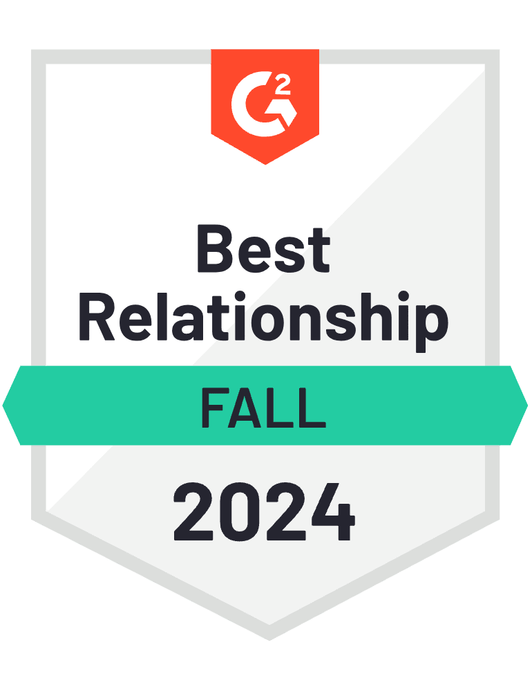 Best Relationship Fall 2024 - G2 Badge