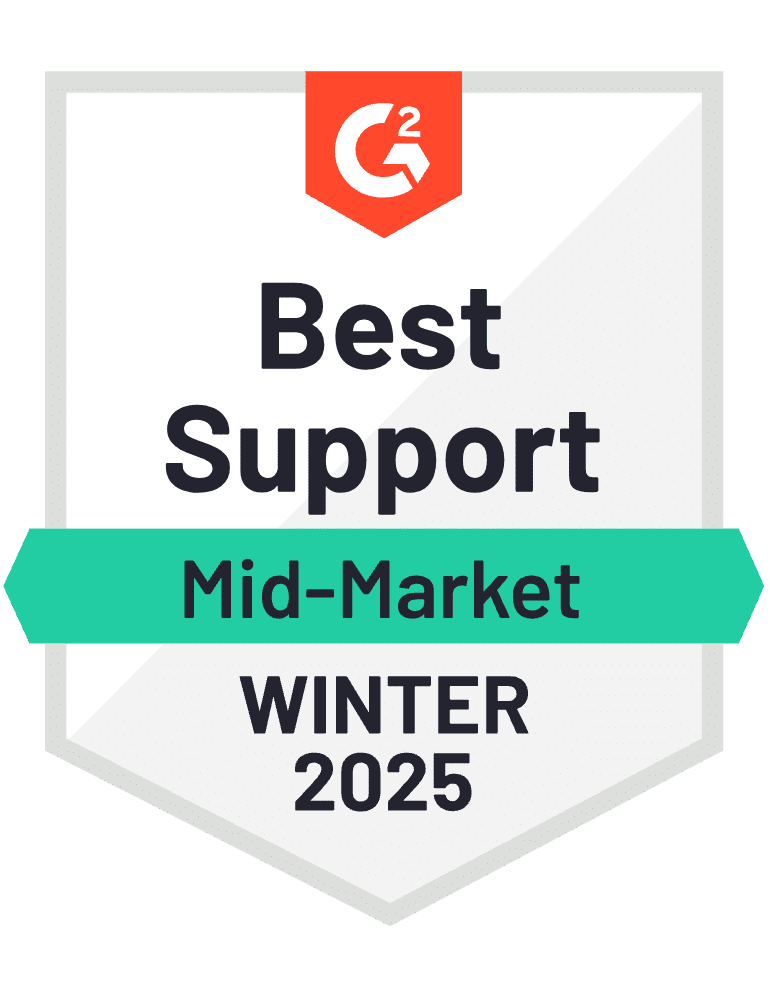 Best Support Winter 2025 - G2 Badge