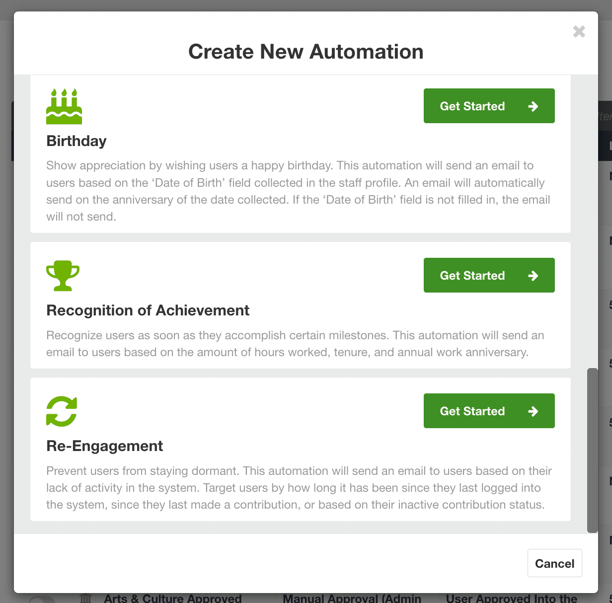 Create a new volunteer engagement automation