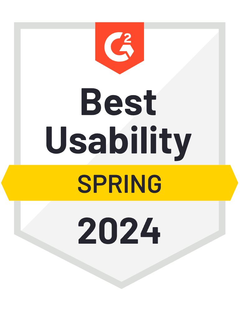 Best Usability Spring 2024 - G2 Badge