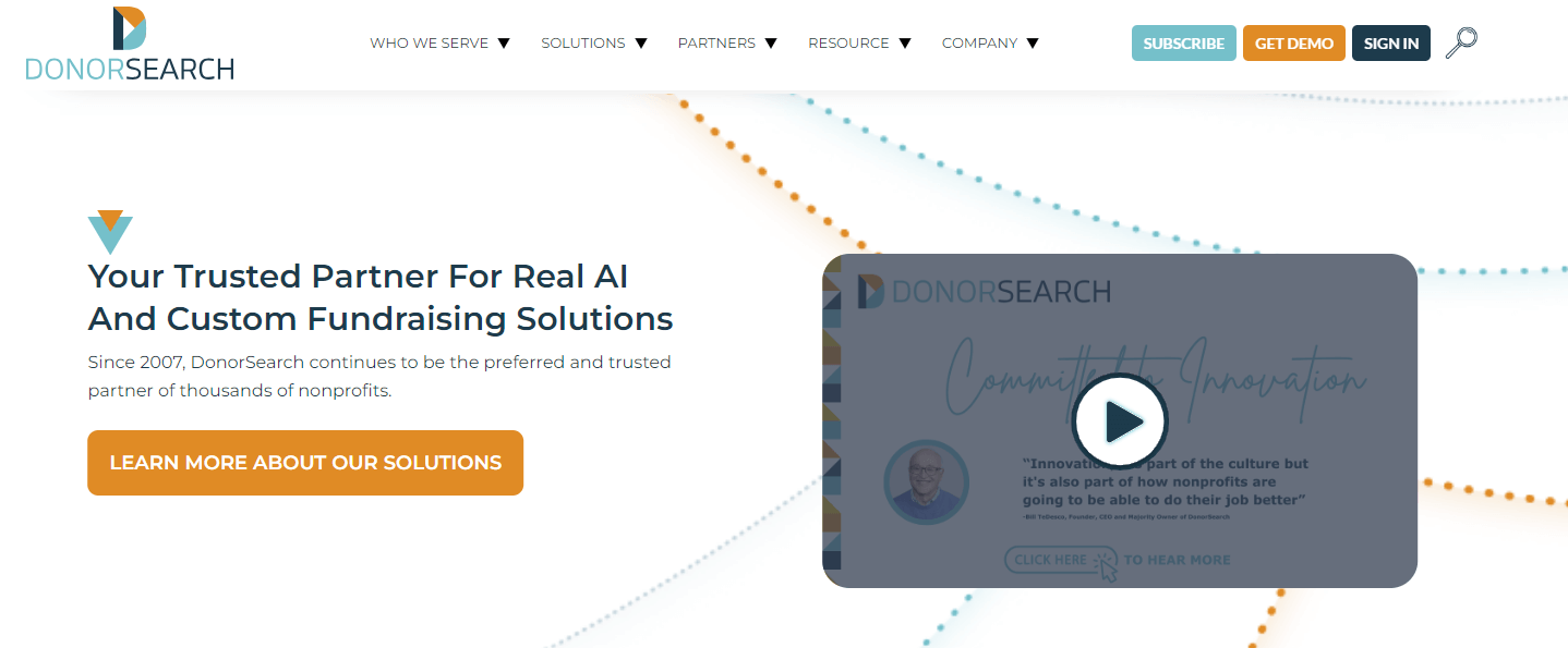 DonorSearch homepage