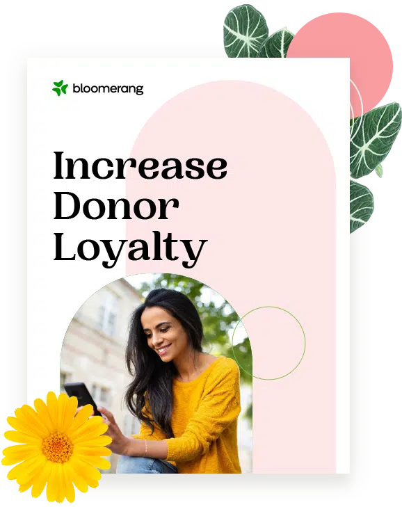 Increase Donor Loyalty PDF cover, women in yellow short smiling while looking at her phone