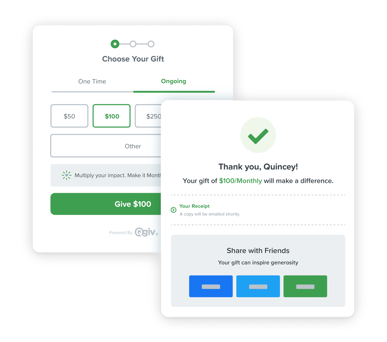 donation form custom receipts