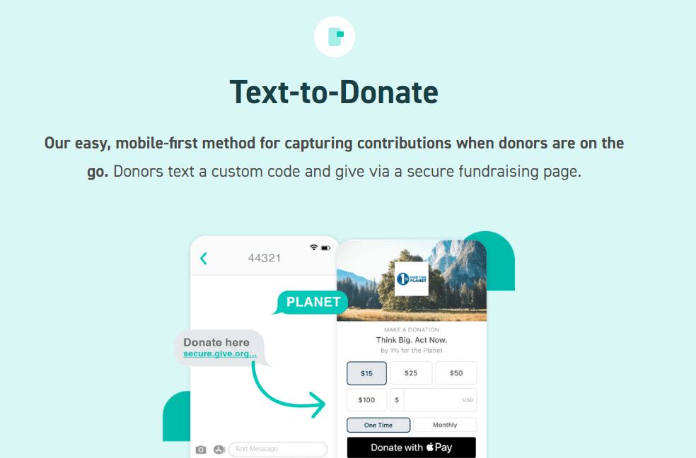 Give Lively text-to-donate information page